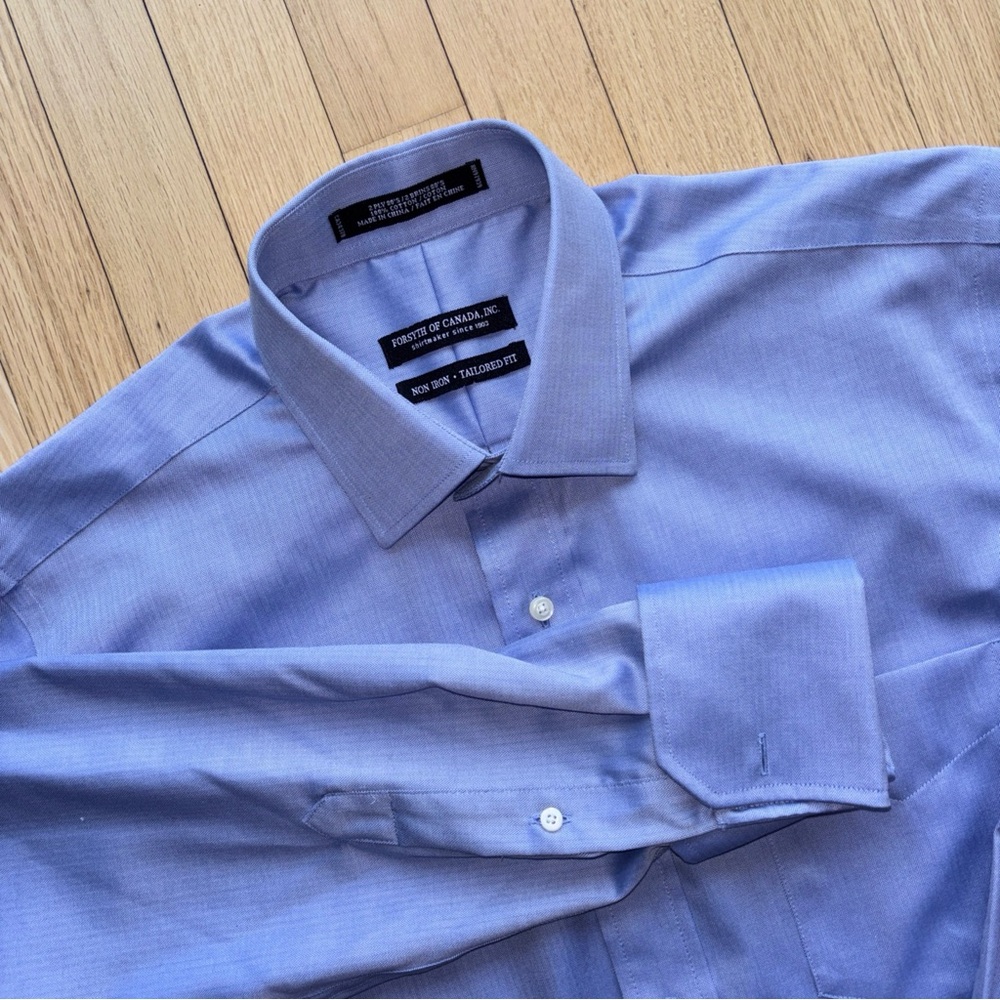 Forsyth of Canada Men's Classic Blue Dress Shirt, French Cuffs